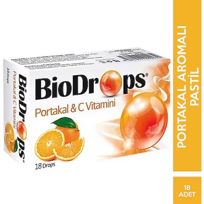 BİODROPS PORTAKAL VE C VİTAMİNİ PASTİL 18Lİ